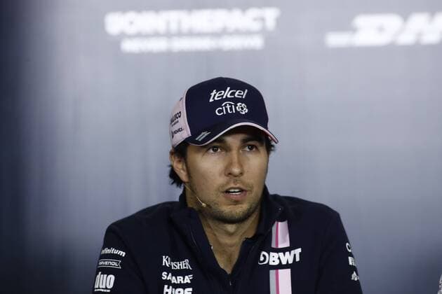 10th May, Circuit de Barcelona, Barcelona, Spain; Spanish Formula One Grand Prix, driver arrivals and press conference PK Pressekonferenz Sergio Perez of Sahara Force India F1 Team in to the press conference of the Spanish GP  ActionPlus12022985
