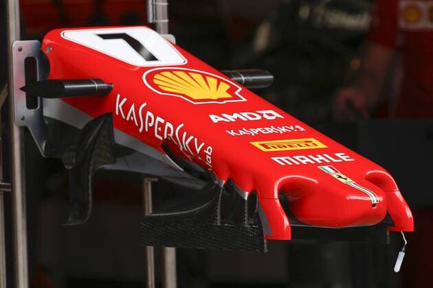 10th May, Circuit de Barcelona, Barcelona, Spain; Spanish Formula One Grand Prix, driver arrivals and press conference PK Pressekonferenz Front nose of Scuderia Ferrari on display  ActionPlus12022994