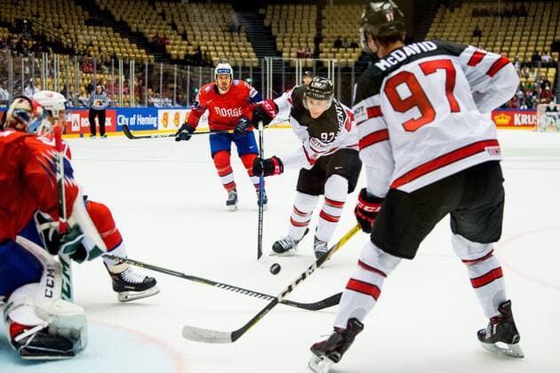 180510 Ryan Nugent Hopkins of Canada during the IIHF Ice Hockey World Championship match between Norway and Canada on May 10, 2018 in Herning Photo Vegard Wivestad Gray BILDBYR N code VG 170163  Copyright: VEGARDxWIVESTADxGR¯TT BB180510BB586