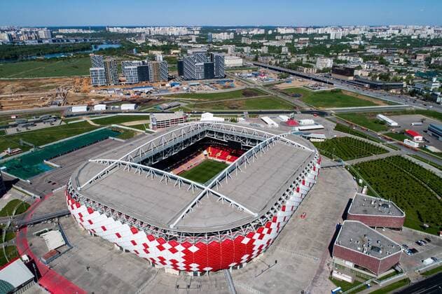 MOSCOW, RUSSIA - MAY 10, 2018: An aerial view of Spartak Stadium, a venue for 2018 FIFA World Cup WM Weltmeisterschaft Fussball matches. Sergei Bobylev TASS  TS07F0F7