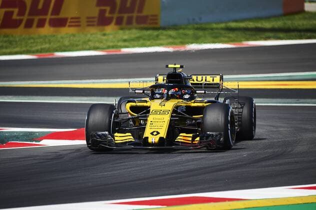 11th May, Circuit de Barcelona, Barcelona, Spain; Spanish Formula One Grand Prix, Friday free practice; Carlos Sainz of the Renault F1 Team with the aero rakes rounds the bend  ActionPlus12023429