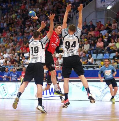 BAU 11 05 2018 Bietigheim Handball SG BBM Bietigheim vs TV Emsdetten v Yannick Dräger Emsdetten Gerdas Babarskas BBM Georg Pöhle Emsdetten