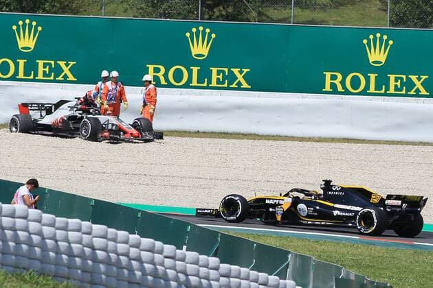 11th May, Circuit de Barcelona, Barcelona, Spain; Spanish Formula One Grand Prix, Friday free practice; Haas F1 Team, Romain Grosjean crashes off into the gravel  ActionPlus12023581