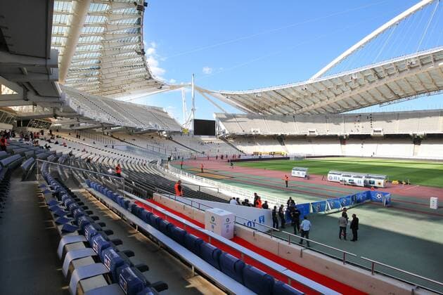 AEK Athens v PAOK Greek Cup Final A general view of the Olympic Stadium before the start of the Greek Cup Final match at Olympic Stadium, Athens Content Not Available For UK Newspapers Copyright: xYannisxHalasx FIL-11785-0002