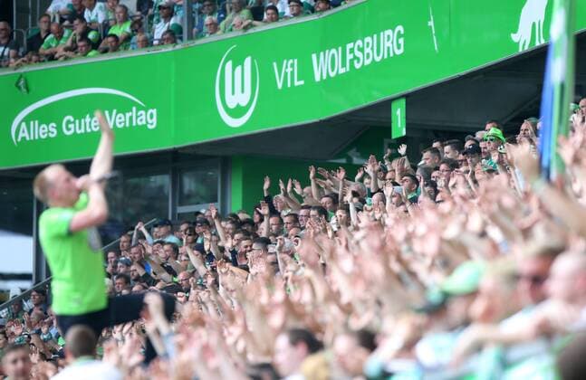 VfL vs Cologne 1 BL Wolfsburg 12 05 2018 FOOTBALL VfL Wolfsburg vs 1 FC Köln 1 Bundesliga Season 2017 2018 Volkswagen Arena Picture shows VfL Fans Wolfsburg