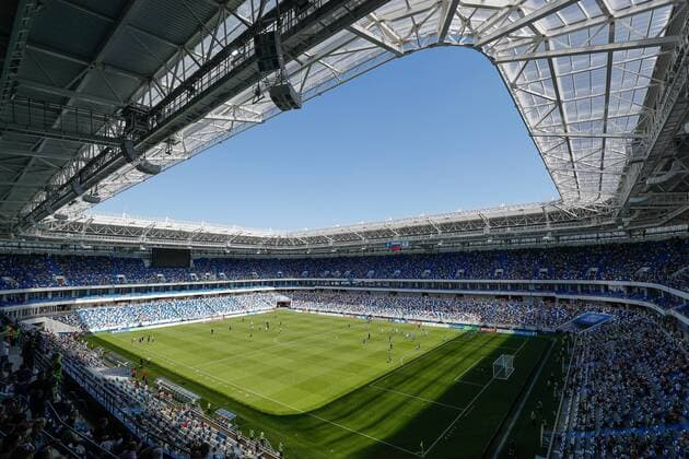KALININGRAD, RUSSIA - MAY 12, 2018: A view of the newly-built Kaliningrad Stadium ahead of a Russian Football National League match between Baltika Kaliningrad and FC Tyumen, the match being the third trial for the venue to host ahead of the forthcoming FIFA World Cup WM Weltmeisterschaft Fussball Russia 2018; Baltika Kaliningrad won 3-1. Vitaly Nevar TASS  TS07F44A