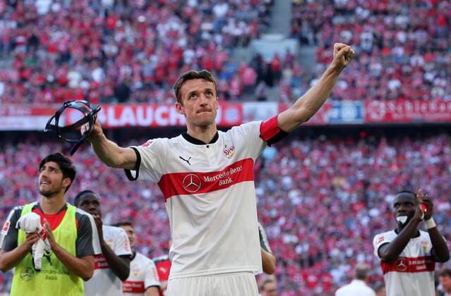 BAU 12 05 2018 Munich Football FC Bayern Munich vs. VfB Stuttgart Christian Gentner VfB is happy about the victory