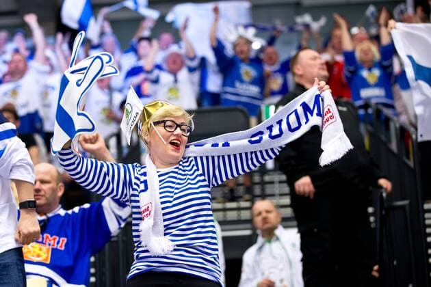 Spectators during their IIHF Ice hockey Eishockey World Championship WM Weltmeisterschaft 2018 CAN - FIN match in Jyske Bank Boxen 12. May 2018 in Herning, Denmark.  Copyright: xTomixHänninenx tnp24SPO1239003702