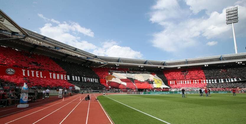 13 05 2018 Football Season 2017 2018 2 Football Bundesliga 34 Matchday 1 FC Nürnberg Nuernberg FCN Club Fortuna Dusseldorf 95 F95 DaMa Choreography of Clubfan Clubfans FCN Fans Fans before the match starts