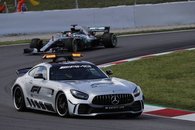 Photo4 LaPresse 13 05 2018 Barcelona, Spain Grand Prix Formula One Spain 2018 In the pic: The Safety car and Lewis Hamilton (GBR) Mercedes AMG F1 W09 & xa9; Photo4 LaPresse 13 05 2018 Barcelona, Spain Sport Grand Prix Formula One Spain 2018 In the pic: The Safety car and Lewis Hamilton (GBR) Mercedes AMG F1 W09  Copyright: xPhoto4 LaPressex