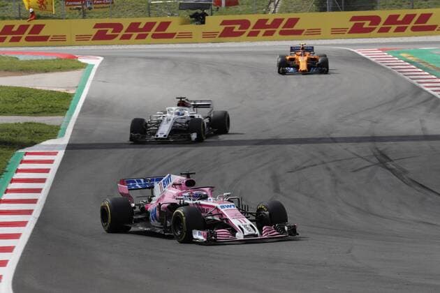 Photo4 LaPresse 13 05 2018 Barcelona, Spain Grand Prix Formula One Spain 2018 In the pic: Sergio Perez (MEX) Sahara Force India F1 VJM011, Marcus Ericsson (SUE) Sauber C37 and Stoffel Vandoorne (BEL) McLaren MCL33 & xa9; Photo4 LaPresse 13 05 2018 Barcelona, Spain Sport Grand Prix Formula One Spain 2018 In the pic: Sergio Perez (MEX) Sahara Force India F1 VJM011, Marcus Ericsson (SUE) Sauber C37 and Stoffel Vandoorne (BEL) McLaren MCL33  Copyright: xPhoto4 LaPressex