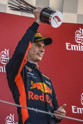 May 13, 2018 - Barcelona, Catalonia, Spain - MAX VERSTAPPEN (NED), Red Bull Racing, celebrates his 3rd place at the podium after getting third at the Spanish GP at Circuit de Barcelona - Catalunya F1 2018: Spanish Grand Prix: Hamilton Wins - ZUMAo105 20180513_zap_o105_074 Copyright: xMatthiasxOesterlex