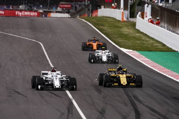 May 13, 2018 - Barcelona, Catalonia, Spain - 55 Carlos Sainz from Spain Renault F1 Team RS18 overtaking 09 Marcus Ericsson from Sweden Alfa Romeo Sauber F1 Team C37 during the Spanish Formula One Grand Prix at Circuit de Catalunya on May 13, 2018 in Montmelo, Spain. Spanish F1 Grand Prix  - ZUMAn230 20180513_zaa_n230_997 Copyright: xXavierxBonillax