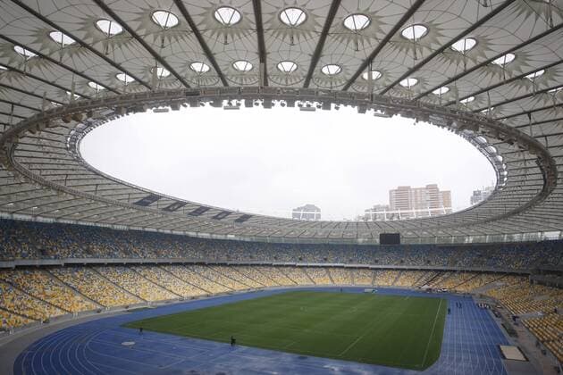 May 14, 2018 - Kiev, Ukraine - A general view inside the NSC Olimpiyskiy football stadium, where will hold the final match of the UEFA Champions League Final 2018 , Kiev, Ukraine, 14 May, 2018 . Kiev is preparing for the 2018 UEFA Champions League Final which will be played at the NSC Olimpiyskiy Stadium on May 26. Champions League Final Match In Kiev  - ZUMAn230 20180514_zaa_n230_653 Copyright: xStrx