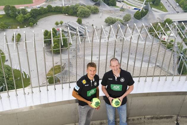 PK to the Handball Laenderpiele in the Olympiahalle Olympiaturm Muenchen 15 05 2018 In the picture Handball National coach Christian Prokop men and Henk Groener women Â