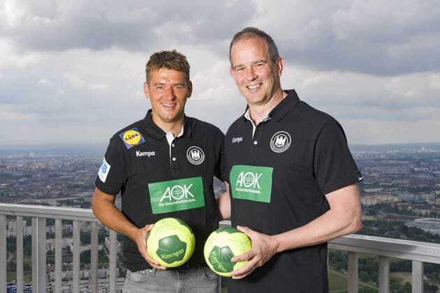 PK to the Handball Laenderpiele in the Olympiahalle Olympiaturm Muenchen 15 05 2018 In the picture Handball National coach Christian Prokop men and Henk Groener women Â