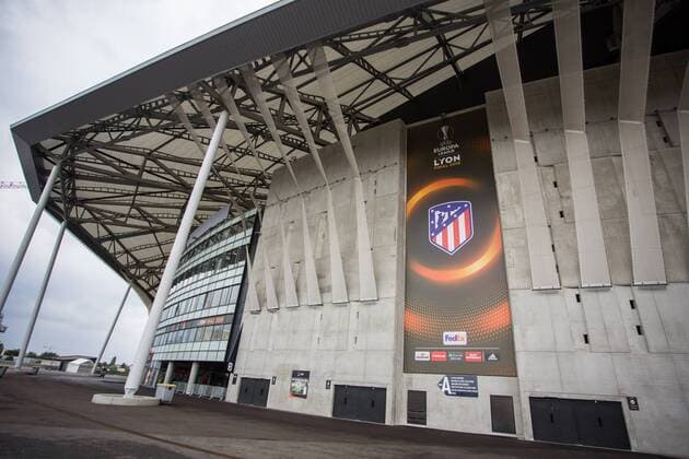 SOCCER - EL, Atletico vs Marseille LYON,FRANCE,15.MAY.18 - SOCCER - UEFA Europa League, final, Atletico Madrid vs Olympique Marseille, preview. Image shows a sign and the stadion. GEPAxpictures xDanielxGoetzhaber