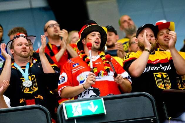 Spectators during their IIHF Ice hockey Eishockey World Championship WM Weltmeisterschaft 2018 CAN - GER match in Jyske Bank Boxen 15. May 2018 in Herning, Denmark.  Copyright: xTomixHänninenx tnp24SPO1501043976