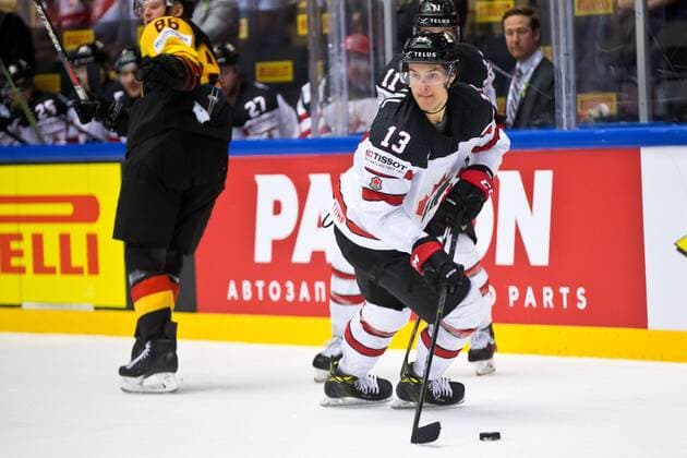 Matt Barzal 13, CAN during their IIHF Ice hockey Eishockey World Championship WM Weltmeisterschaft 2018 CAN - GER match in Jyske Bank Boxen 15. May 2018 in Herning, Denmark.  Copyright: xTomixHänninenx tnp24SPO1503133980