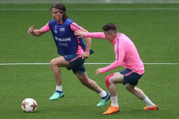 Atletico Madrid Training Filipe Luis of Atletico Madrid during the Atletico Madrid training session at Stade de Lyons, Lyons Content Not Available For UK Newspapers Copyright: xPaulxChestertonx FIL-11802-0016