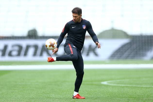 May 15, 2018 - Lyon, France - Diego Simeone manager of Atletico during a Club Atletico de Madrid training session ahead of the the UEFA Europa League Final against Olympique de Marseille at Stade de Lyon on May 15, 2018 in Lyon, France. Atletico Madrid Training - Uefa Europa League Final  - ZUMAn230 20180515_zaa_n230_715 Copyright: xMatteoxCiambellix