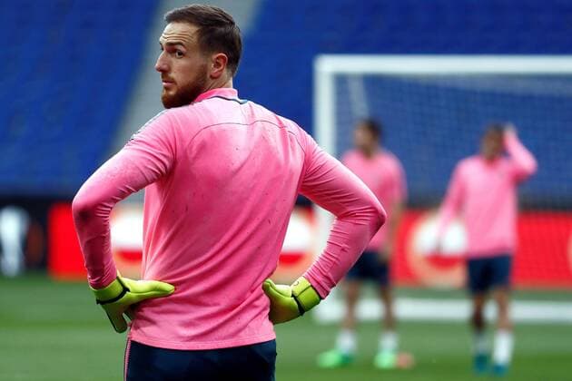Atletico de Madrid s Slovenian goalkeeper Jan Oblak during a training session of the team at the Parc Olympique Lyonnais stadium to prepare tomorrow s UEFA Europa League final against Olympique Marseille, in Lyon, France, 15 May 2018. Atletico de Madrid s training session !ACHTUNG: NUR REDAKTIONELLE NUTZUNG!  Copyright: xMARISCALx LYO08 20180515-636620089055399755