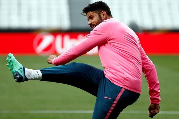 Atletico de Madrid s Brzilian-Hispanic striker Diego Costa during a training session of the team at the Parc Olympique Lyonnais stadium to prepare tomorrow s UEFA Europa League final against Olympique Marseille, in Lyon, France, 15 May 2018. Atletico de Madrid s training session !ACHTUNG: NUR REDAKTIONELLE NUTZUNG!  Copyright: xMARISCALx LYO10 20180515-636620089687130580