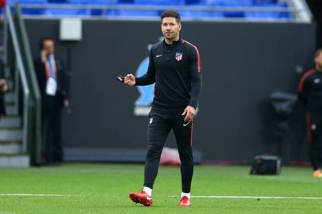 May 15, 2018 - Lyon, France - Diego Simeone manager of Atletico during a Club Atletico de Madrid training session ahead of the the UEFA Europa League Final against Olympique de Marseille at Stade de Lyon on May 15, 2018 in Lyon, France. Atletico Madrid Training - Uefa Europa League Final  - ZUMAn230 20180515_zaa_n230_728 Copyright: xMatteoxCiambellix