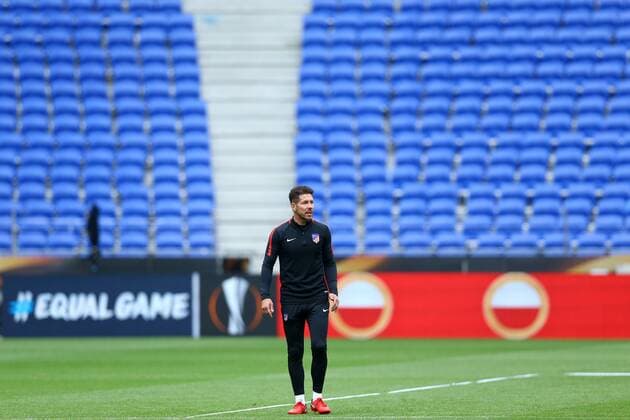 May 15, 2018 - Lyon, France - Diego Simeone manager of Atletico during a Club Atletico de Madrid training session ahead of the the UEFA Europa League Final against Olympique de Marseille at Stade de Lyon on May 15, 2018 in Lyon, France. Atletico Madrid Training - Uefa Europa League Final  - ZUMAn230 20180515_zaa_n230_729 Copyright: xMatteoxCiambellix