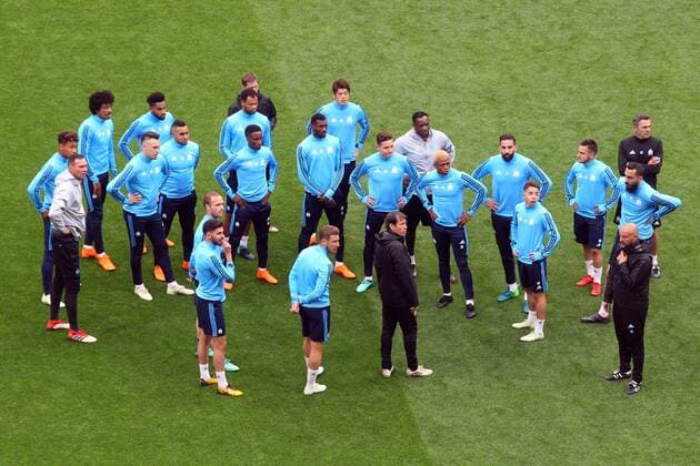 Olympique de Marseille Training Marseille Manager Rudi Garcia and the Marseille players during the Olympique de Marseille training session at Stade de Lyons, Lyons Content Not Available For UK Newspapers Copyright: xPaulxChestertonx FIL-11803-0012
