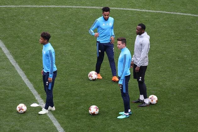 Olympique de Marseille Training The Marseille players during the Olympique de Marseille training session at Stade de Lyons, Lyons Content Not Available For UK Newspapers Copyright: xPaulxChestertonx FIL-11803-0014