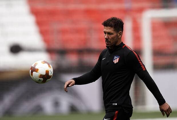 Fußball, EL, Finale, Training Atletico Madrid Diego Simeone during the training before the final of Europa League between Atletico de Madrid against Olimpique de Marseille at Parc Olympique Lyonnais, Lyon, France. on 15 May of 2018.  xJosexBretonx xFinalxEuropaxLeaguex-xTrainingx