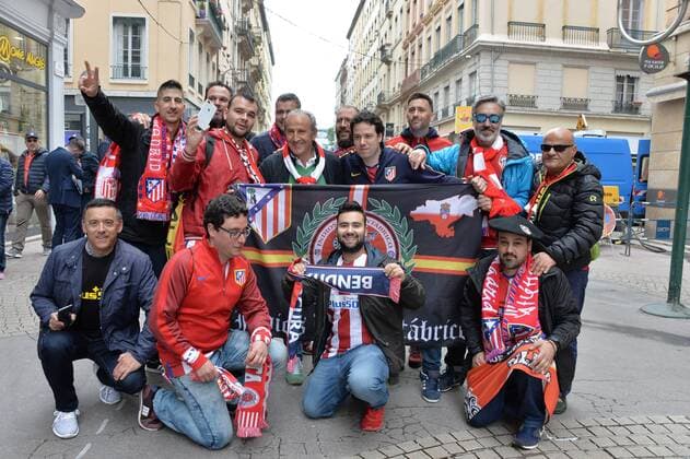 Fußball, EL, Finale, Atletico Madrid Fans in Lyon Supporters athletico de madrid dans les rues de Lyon FOOTBALL : Ambiance supporters marseillais dans les rues de Lyon avant la finale de l Europa Ligue - 16 05 2018 FredericChambert Panoramic 