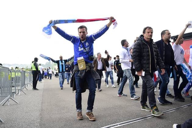 Fußball, EL, Finale, Marseille Fans in Lyon Supporters Marseillais - ambiance avant match FOOTBALL : Finale Europa League - Olympique de Marseille vs Atletico Madrid - Lyon - 16 05 2018 JBAutissier Panoramic 