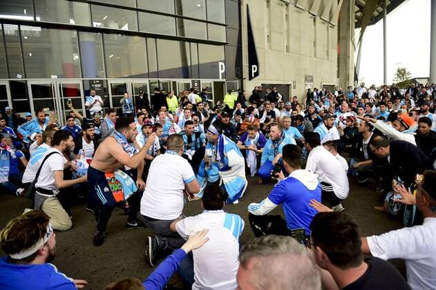 Fußball, EL, Finale, Marseille Fans in Lyon Supporters Marseillais - ambiance avant match FOOTBALL : Finale Europa League - Olympique de Marseille vs Atletico Madrid - Lyon - 16 05 2018 JBAutissier Panoramic 