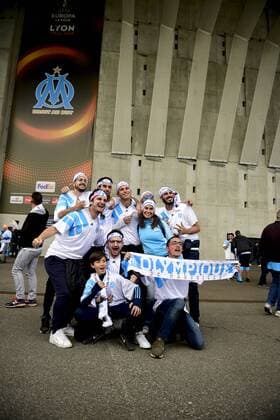 Fußball, EL, Finale, Marseille Fans in Lyon Supporters Marseillais - ambiance avant match FOOTBALL : Finale Europa League - Olympique de Marseille vs Atletico Madrid - Lyon - 16 05 2018 JBAutissier Panoramic 