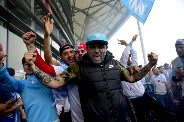 Fußball, EL, Finale, Marseille Fans in Lyon Supporters Marseillais - ambiance avant match FOOTBALL : Finale Europa League - Olympique de Marseille vs Atletico Madrid - Lyon - 16 05 2018 JBAutissier Panoramic 