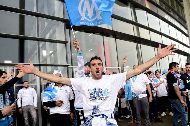 Fußball, EL, Finale, Marseille Fans in Lyon Supporters Marseillais - ambiance avant match FOOTBALL : Finale Europa League - Olympique de Marseille vs Atletico Madrid - Lyon - 16 05 2018 JBAutissier Panoramic 