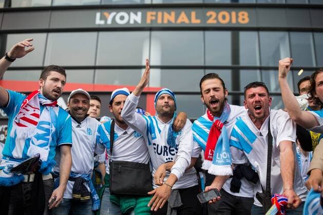 Fußball, EL, Finale, Marseille Fans in Lyon SOCCER - EL, Atletico vs Marseille LYON,FRANCE,16.MAY.18 - SOCCER - UEFA Europa League, final, Atletico Madrid vs Olympique Marseille. Image shows fans. GEPAxpictures xDanielxGoetzhaber