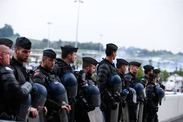 Fußball, EL, Finale, Sicherheitsvorkehrungen SOCCER - EL, Atletico vs Marseille LYON,FRANCE,16.MAY.18 - SOCCER - UEFA Europa League, final, Atletico Madrid vs Olympique Marseille. Image shows policemen. GEPAxpictures xDanielxGoetzhaber