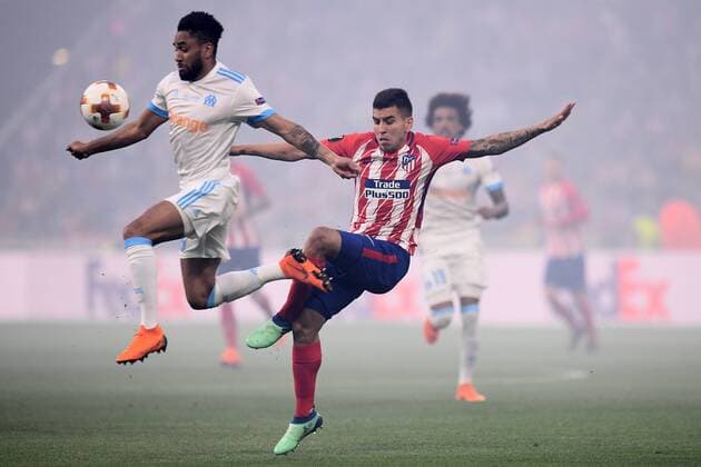 Fußball, EL, Finale, Olympique Marseille - Atletico Madrid Mg Lione (Francia) 16 05 2018 - finale Europa League Marsiglia-Atletico Madrid foto Matteo Gribaudi Image nella foto: Morgan Sanson-Angel Correa 