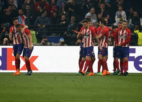 Fußball, EL, Finale, Olympique Marseille - Atletico Madrid SOCCER - EL, Atletico vs Marseille LYON,FRANCE,16.MAY.18 - SOCCER - UEFA Europa League, final, Atletico Madrid vs Olympique Marseille. Image shows the rejoicing of Madrid. GEPAxpictures xDanielxGoetzhaber