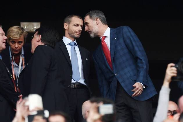 Fußball, EL, Finale, Olympique Marseille - Atletico Madrid Mg Lione (Francia) 16 05 2018 - finale Europa League Marsiglia-Atletico Madrid foto Matteo Gribaudi Image nella foto: Aleksander Ceferin-Re Filippo VI di Spagna 