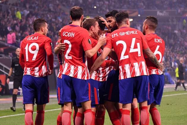 Fußball, EL, Finale, Olympique Marseille - Atletico Madrid 07 Antoine Griezmann (atl) - 18 Diego Costa (atl) - JOIE FOOTBALL : Atletico Madrid vs Marseille - Ligue Europa - Finale - 16 05 2018 AnthonyBIBARD FEP Panoramic 