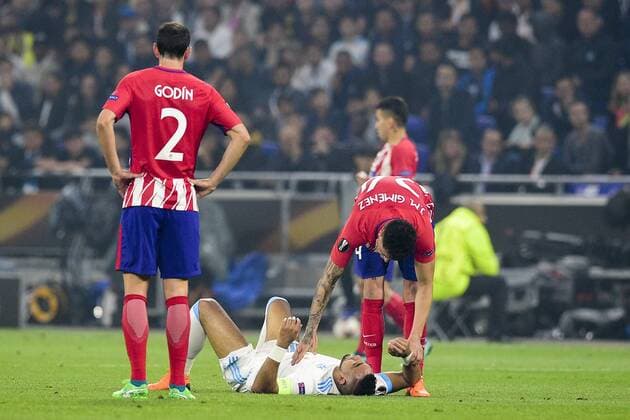Fußball, EL, Finale, Olympique Marseille - Atletico Madrid blessure de PAYET Dimitri (OM) FOOTBALL : Finale Europa League - Olympique de Marseille vs Atletico Madrid - Lyon - 16 05 2018 JBAutissier Panoramic 