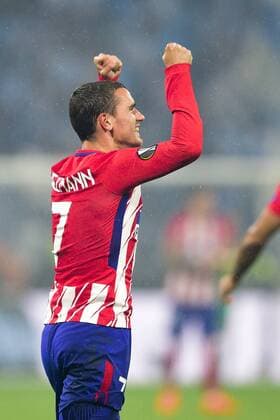 Fußball, EL, Finale, Olympique Marseille - Atletico Madrid joie des joueurs de l Atletico Madrid apres le second but de Antoine Griezmann (Atletico) FOOTBALL : Finale Europa League - Olympique de Marseille vs Atletico Madrid - Lyon - 16 05 2018 JBAutissier Panoramic 