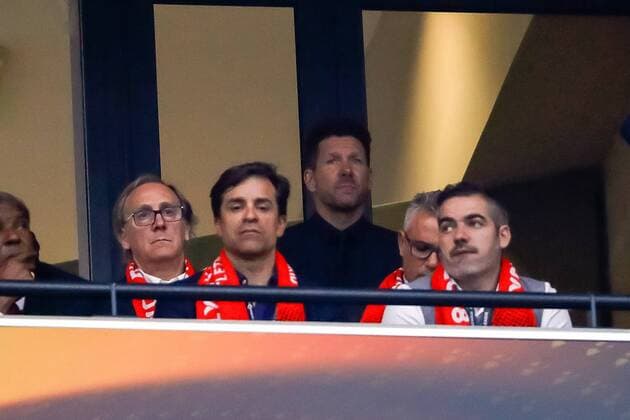 Lyon France 16 05 2018 UEFA Europa League 2017 18 Season Final Olympique Marseille Atletico Madrid Coach Diego Simeone Atletico Madrid on the tribunes DeFodi523