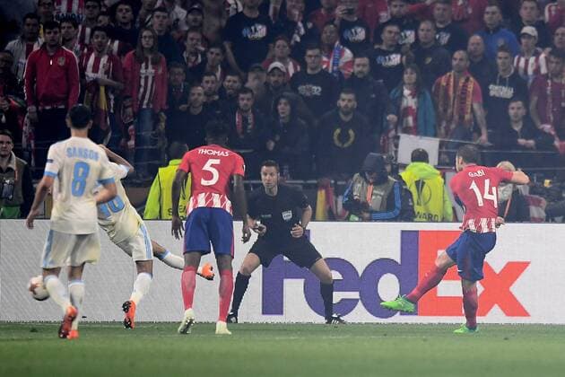 Fußball, EL, Finale, Olympique Marseille - Atletico Madrid Mg Lione (Francia) 16 05 2018 - finale Europa League Marsiglia-Atletico Madrid foto Matteo Gribaudi Image nella foto: gol Gabi 