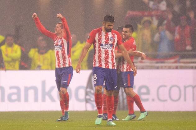 Fußball, EL, Finale, Olympique Marseille - Atletico Madrid 07 Antoine Griezmann (atl) - 18 Diego Costa (atl) - JOIE FOOTBALL : Atletico Madrid vs Marseille - Ligue Europa - Finale - 16 05 2018 AnthonyBIBARD FEP Panoramic 