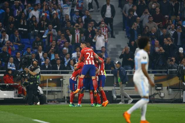 May 16, 2018 - Lyon, France - Atletico Madrid celebrate during the UEFA Europa League final football match between Olympique de Marseille and Club Atletico de Madrid at the Parc OL stadium in Decines-Charpieu, near Lyon on May 16, 2018. Olympique de Marseille v Club Atletico de Madrid - UEFA Europa League Final  - ZUMAn230 20180516_zaa_n230_811 Copyright: xMatteoxCiambellix